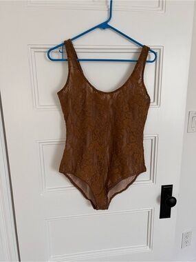 Zimmermann Hazelnut Lace Scoop Bodysuit